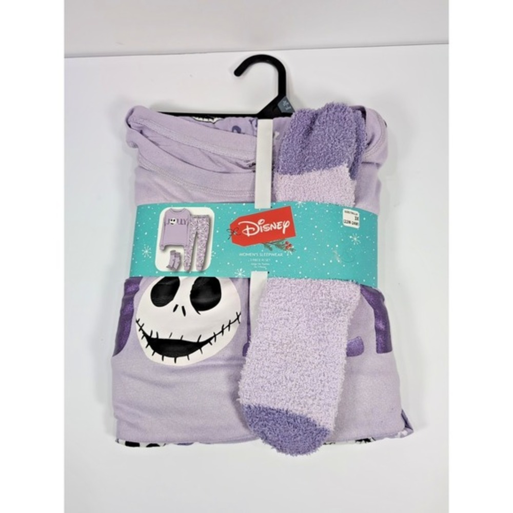 Disney Nightmare Before Christmas JOLLY 3 Piece Pajama Set Womens 3X Purple